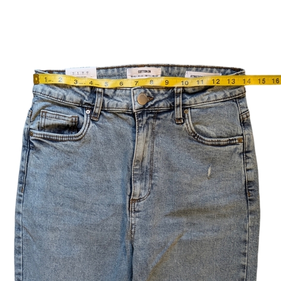 CottonOn High-Rise Mom Jeans Stretchy Distressed Tapered Leg - Size 6 US Women - Picture 8 of 8